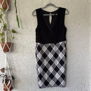 Torrid Black Plaid Premium Ponte & Black Jersey Sheath Dress Size 0
